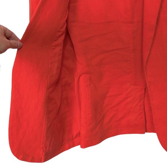 Joie Red orange open front linen blazer Women’s size 8 - Picture 5 of 6